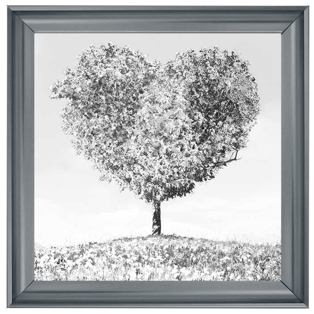LS297 Black & White Lone Heart Tree