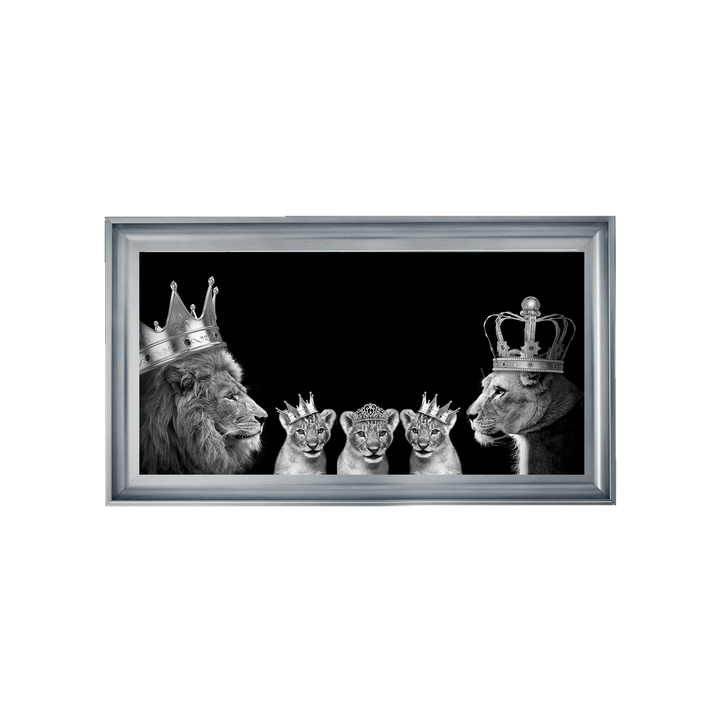 Lion family of 5 (Silver Crowns)