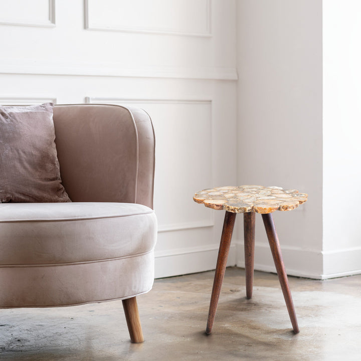 Myra Natural Agate Pedestal Table