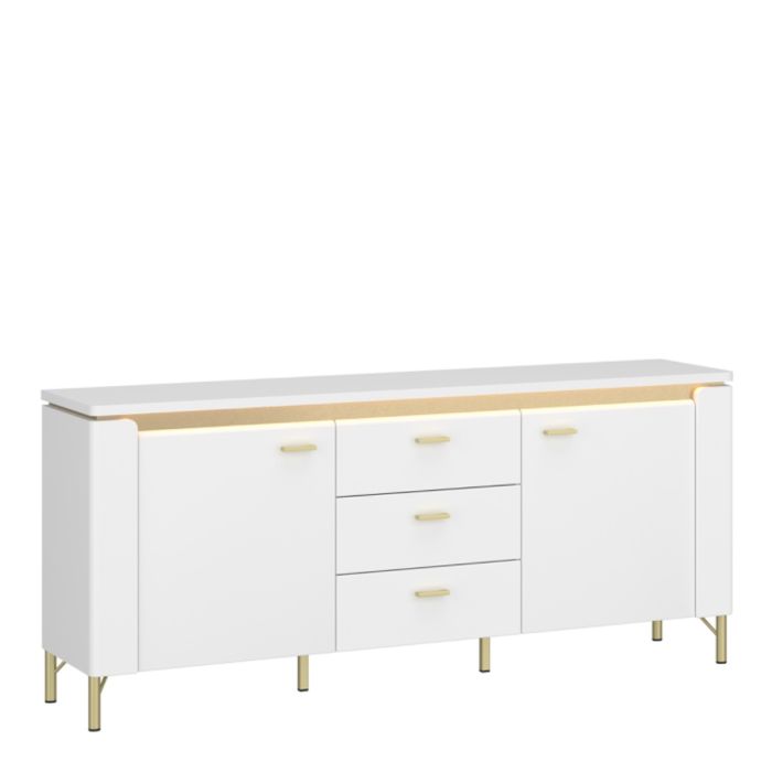 2 Door 3 Drawer TV Cabinet in Alpine White & White Gloss – Lazio Collection