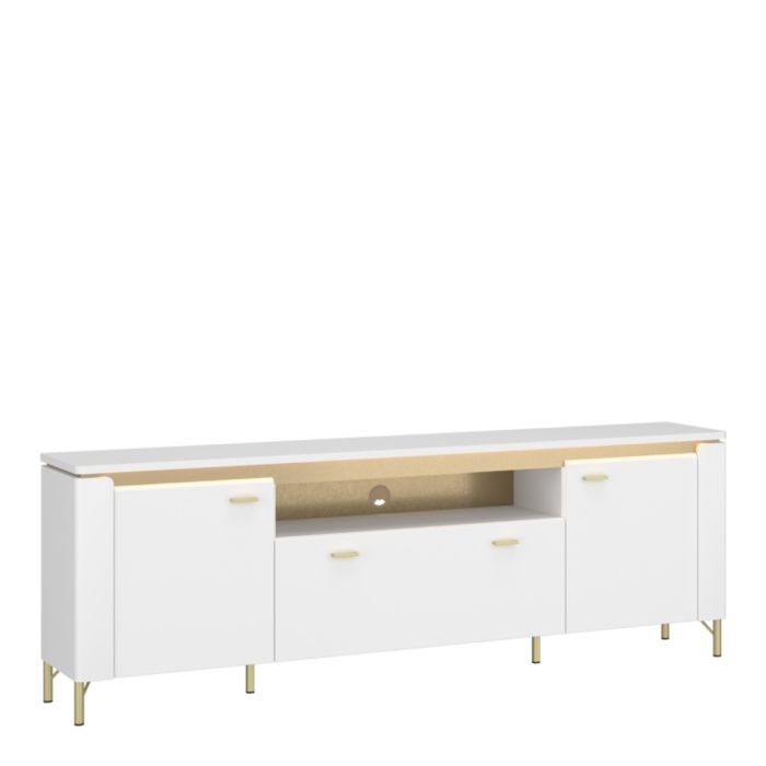 2 Door 1 Drawer TV Cabinet in Alpine White & White Gloss – Lazio Collection