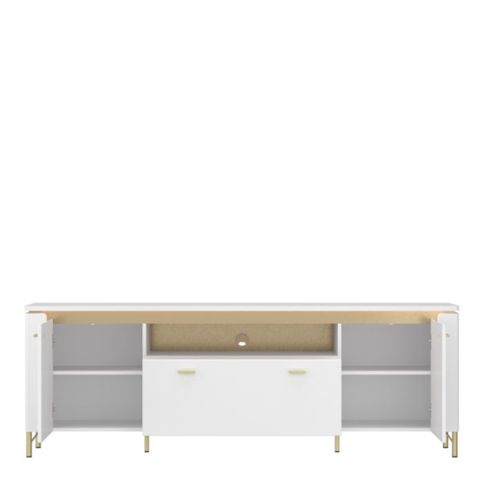 2 Door 1 Drawer TV Cabinet in Alpine White & White Gloss – Lazio Collection