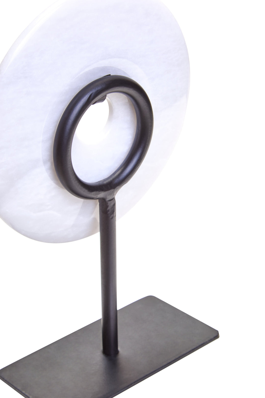 Dia 15cm Marble Calvion Extra Round Small Disc Sculpture White