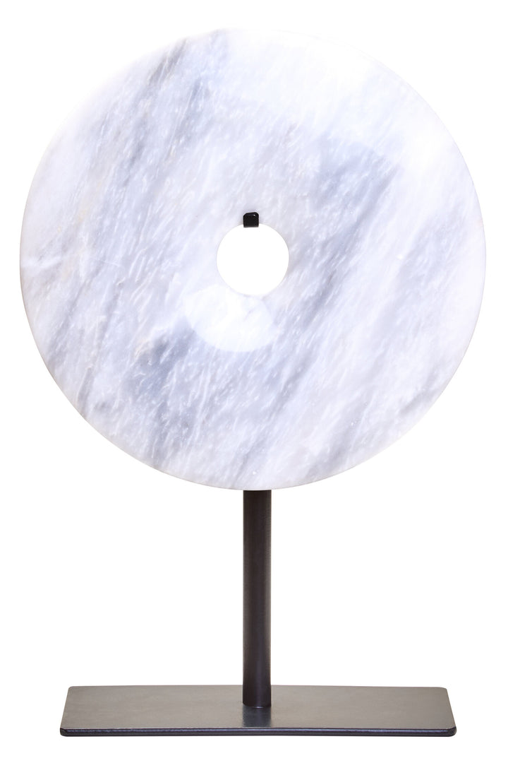 Disc Sculpture White Dia 20cm Marble Round Calvion Small