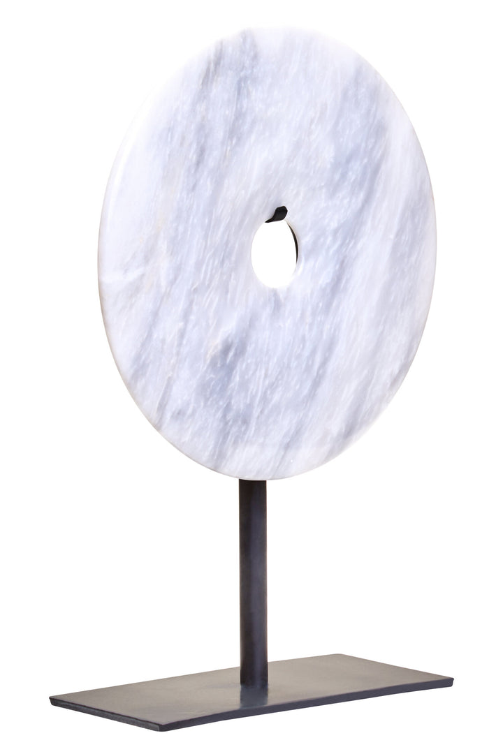 Disc Sculpture White Dia 20cm Marble Round Calvion Small