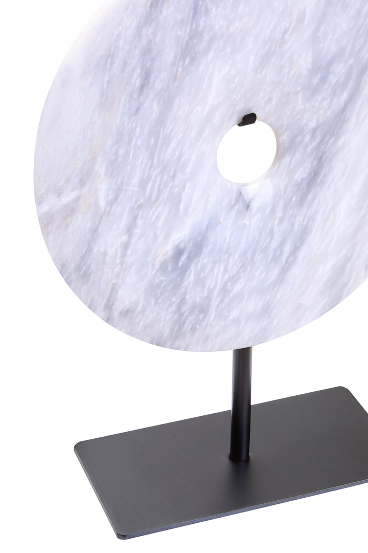 Disc Sculpture White Dia 20cm Marble Round Calvion Small