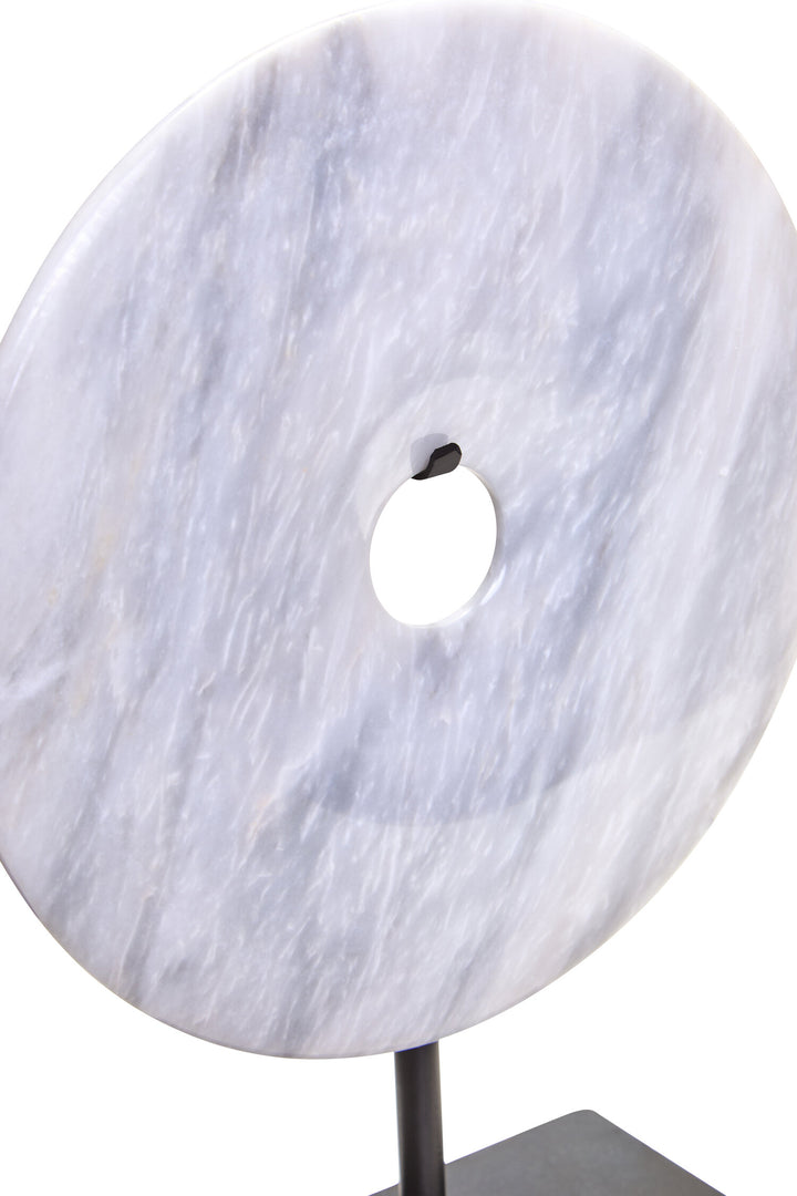 Disc Sculpture White Dia 20cm Marble Round Calvion Small