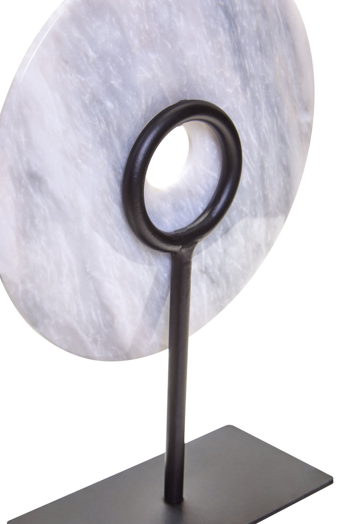 Disc Sculpture White Dia 20cm Marble Round Calvion Small