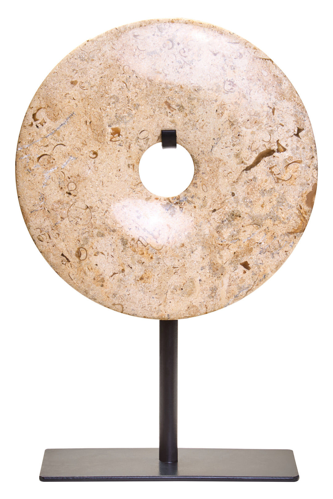Small Sculpture Round Calvion Speckled 20cm Disc Marble Natural Dia