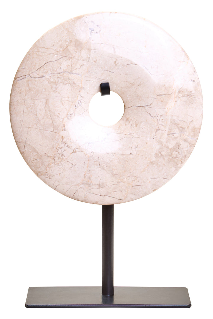 15cm Small Cream Disc Dia Marble Extra Sculpture Calvion Round