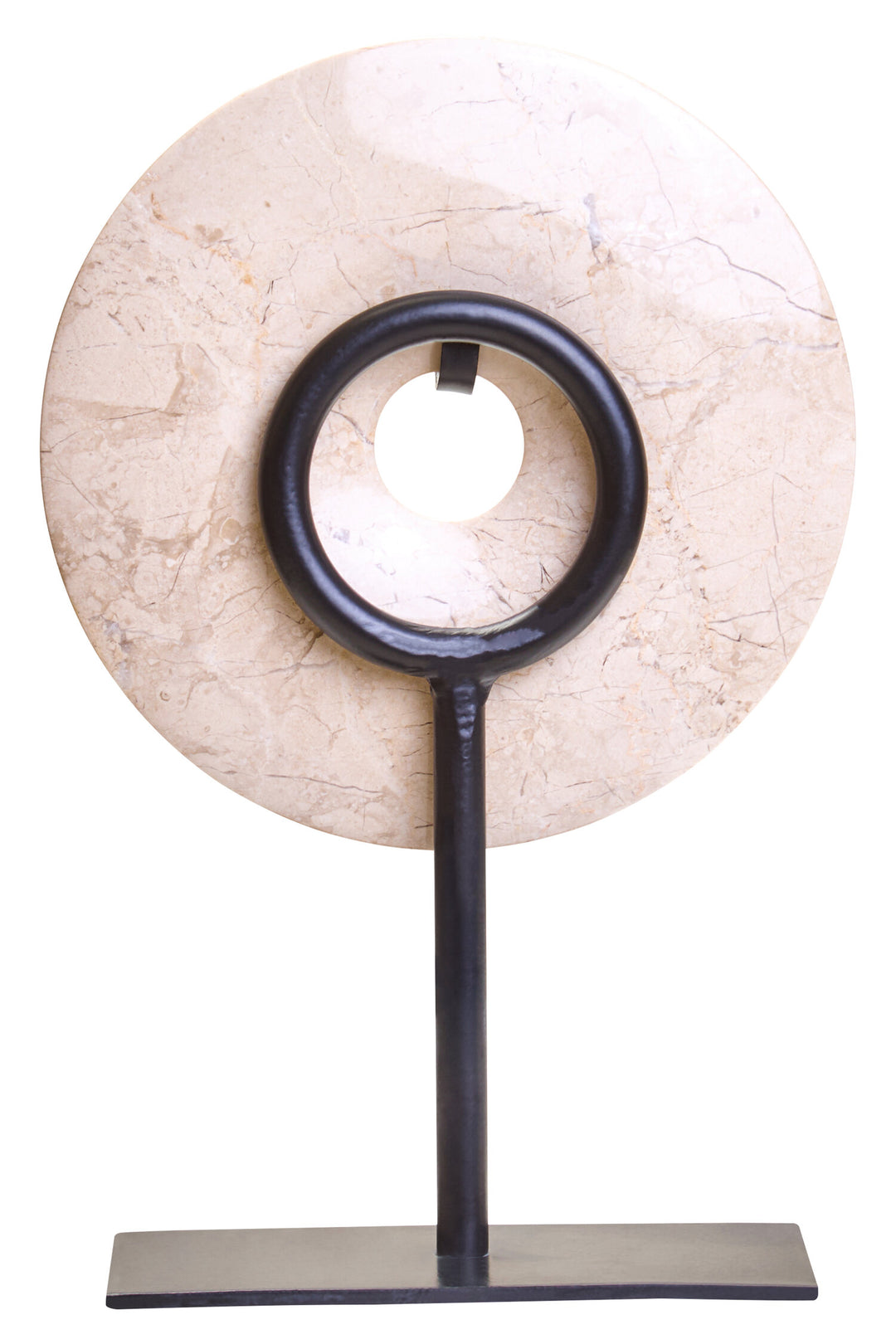 15cm Small Cream Disc Dia Marble Extra Sculpture Calvion Round