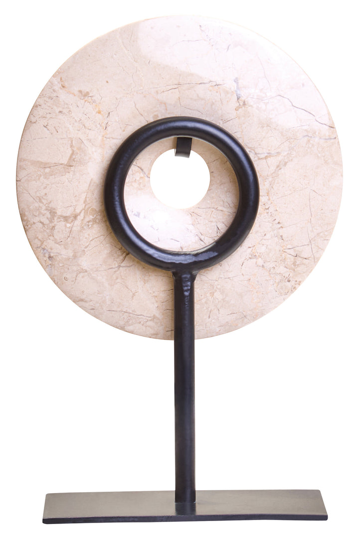 15cm Small Cream Disc Dia Marble Extra Sculpture Calvion Round