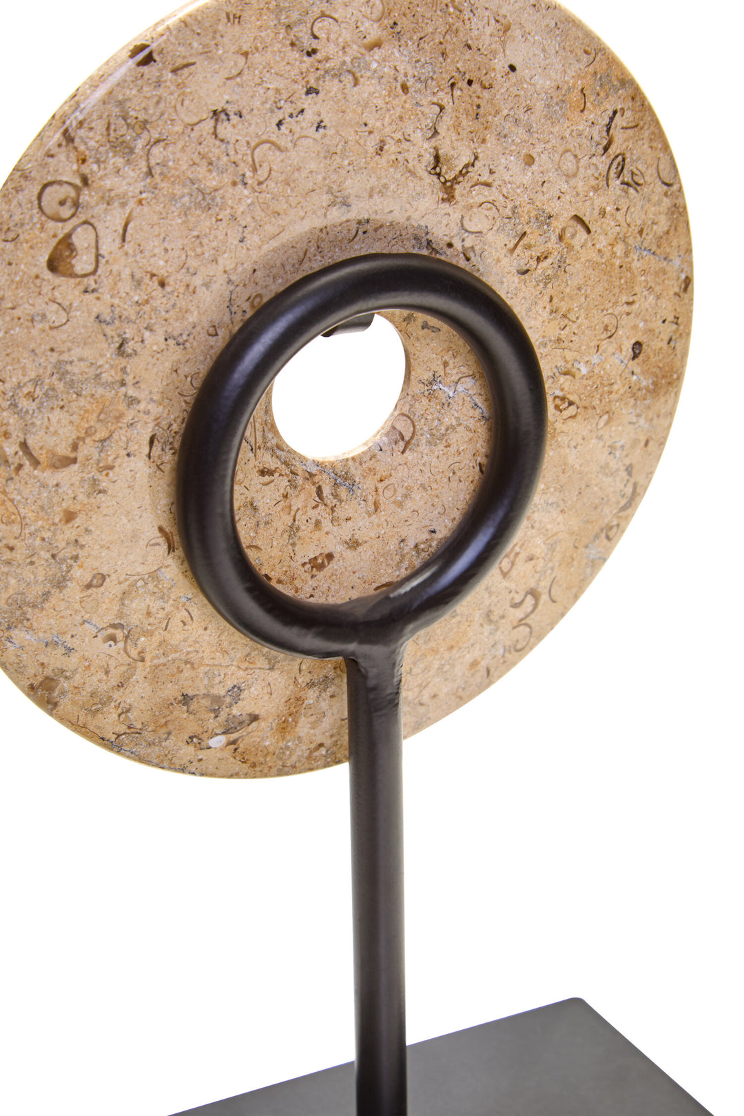 Small Sculpture Round Calvion Speckled 20cm Disc Marble Natural Dia