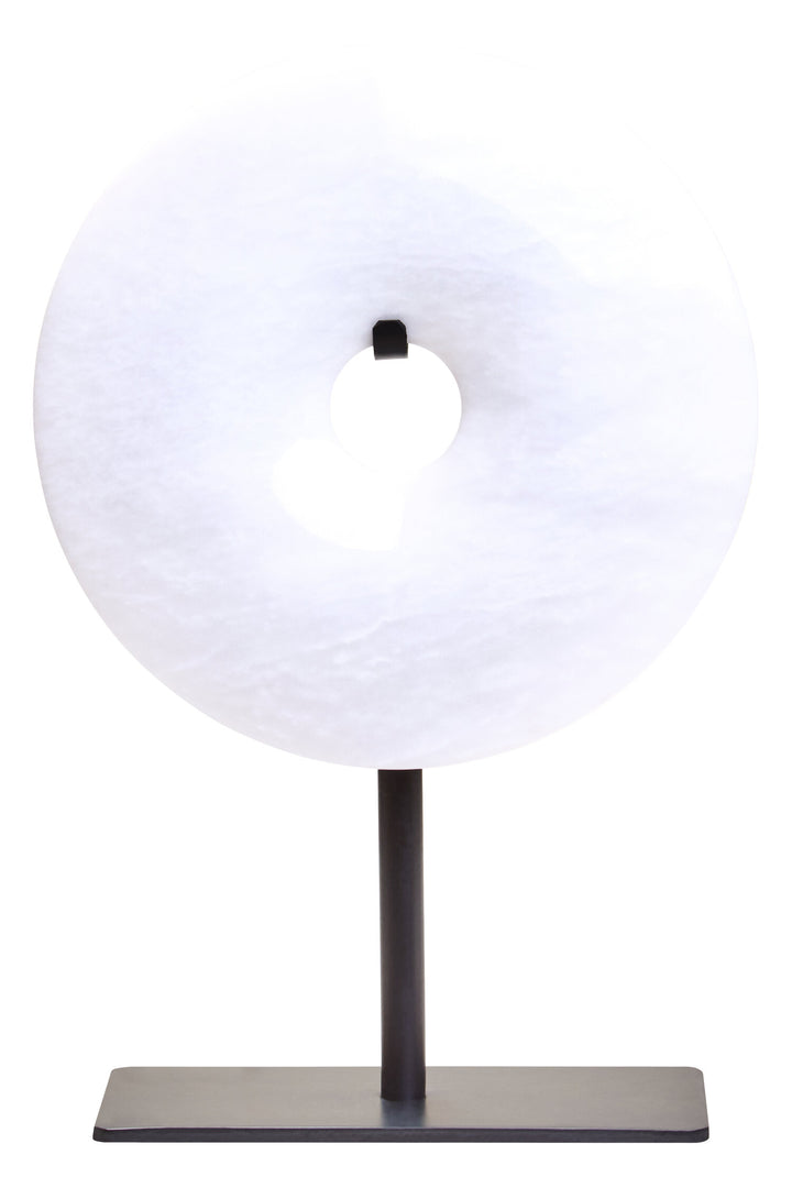 Dia 15cm Marble Calvion Extra Round Small Disc Sculpture White