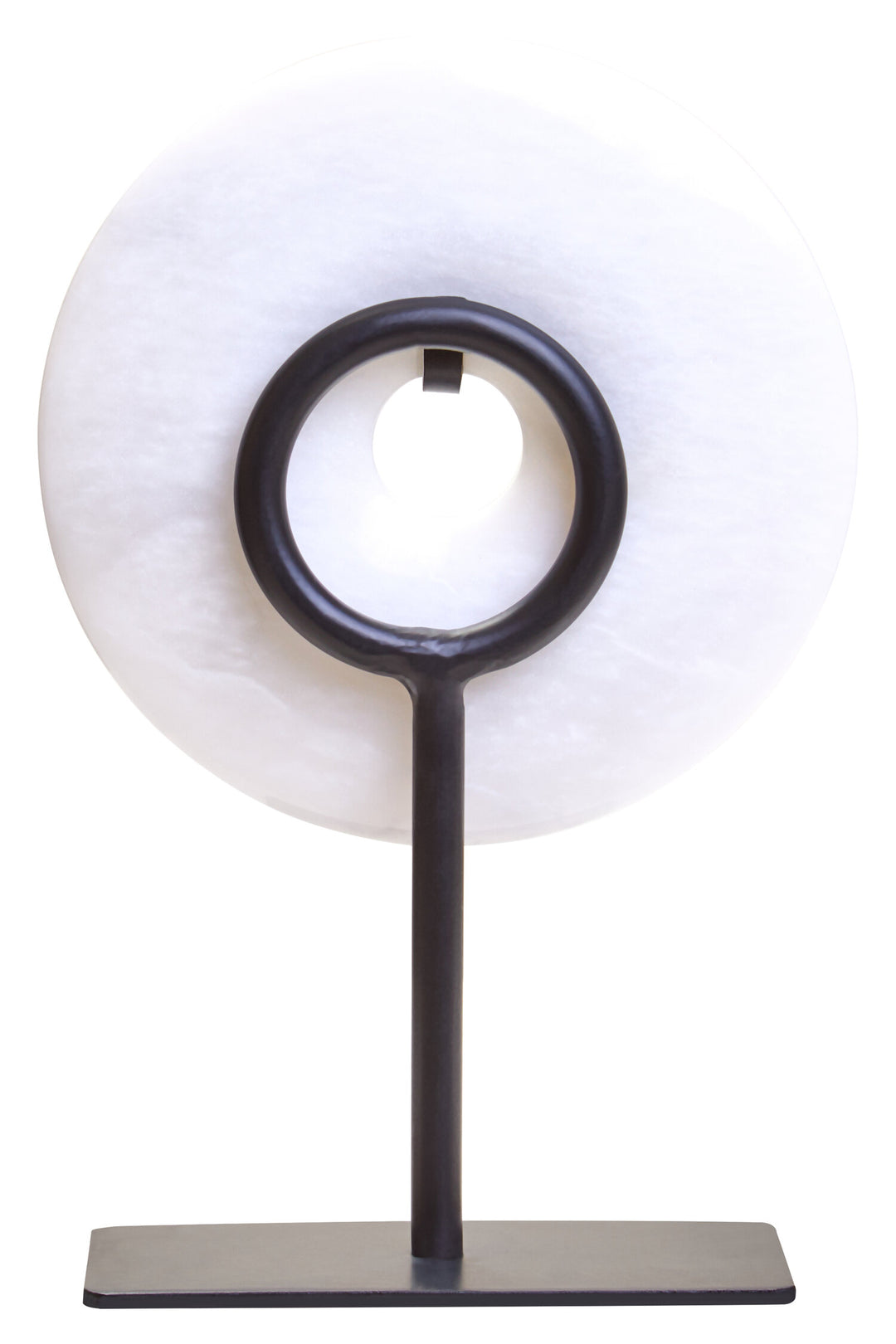 Dia 15cm Marble Calvion Extra Round Small Disc Sculpture White