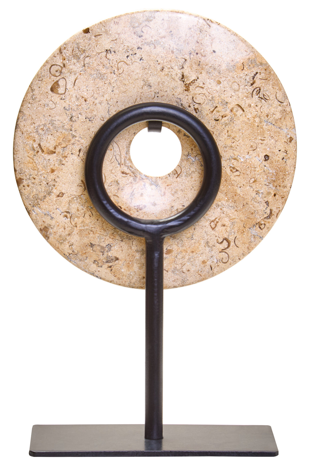 Small Sculpture Round Calvion Speckled 20cm Disc Marble Natural Dia