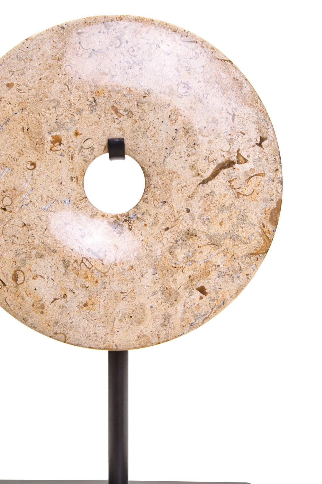 Small Sculpture Round Calvion Speckled 20cm Disc Marble Natural Dia