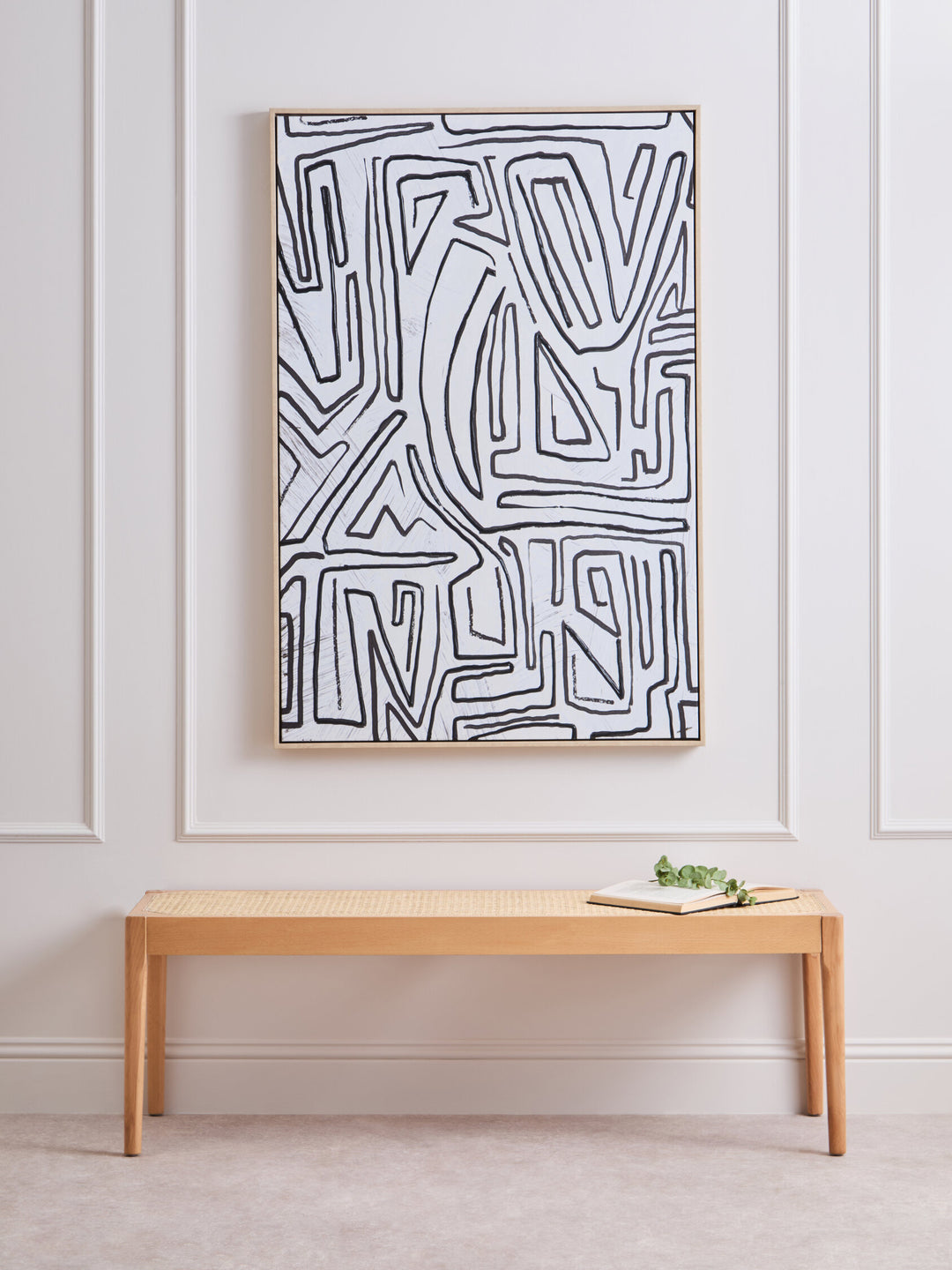 Art and Abstract Black Sundown Wall Cream Textured