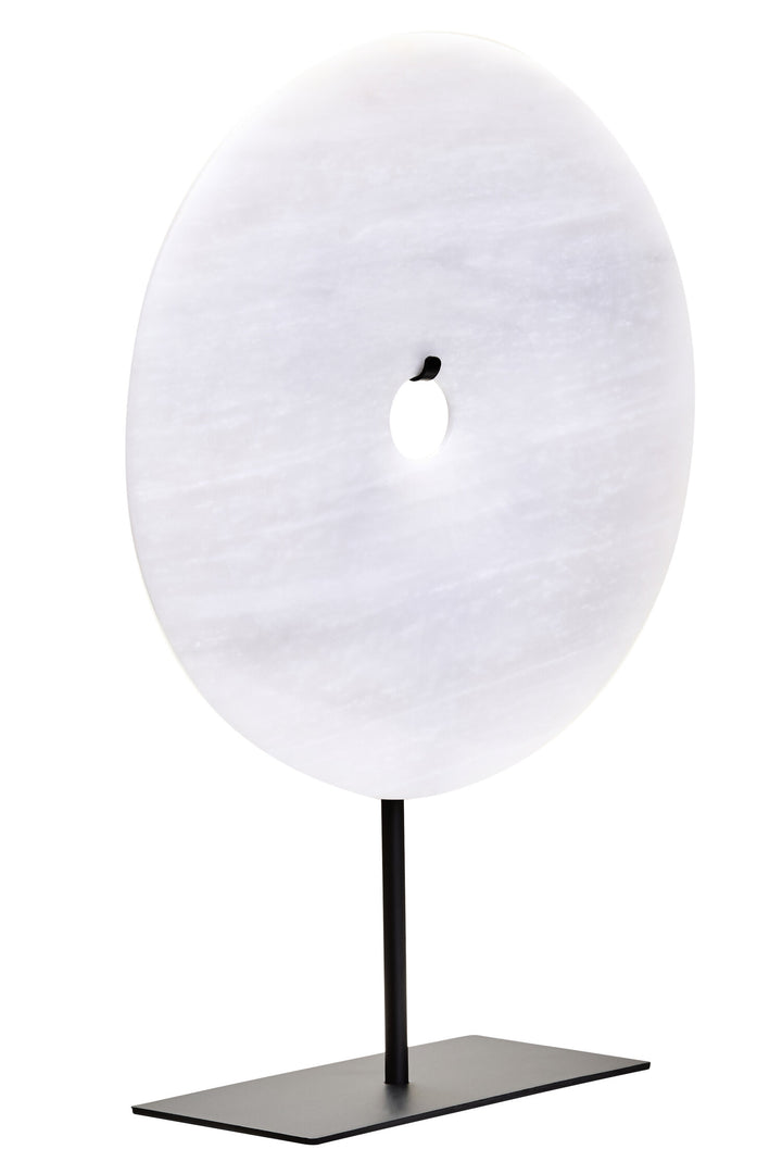 Disc Sculpture 25cm Round Dia Grey Calvion Medium Marble
