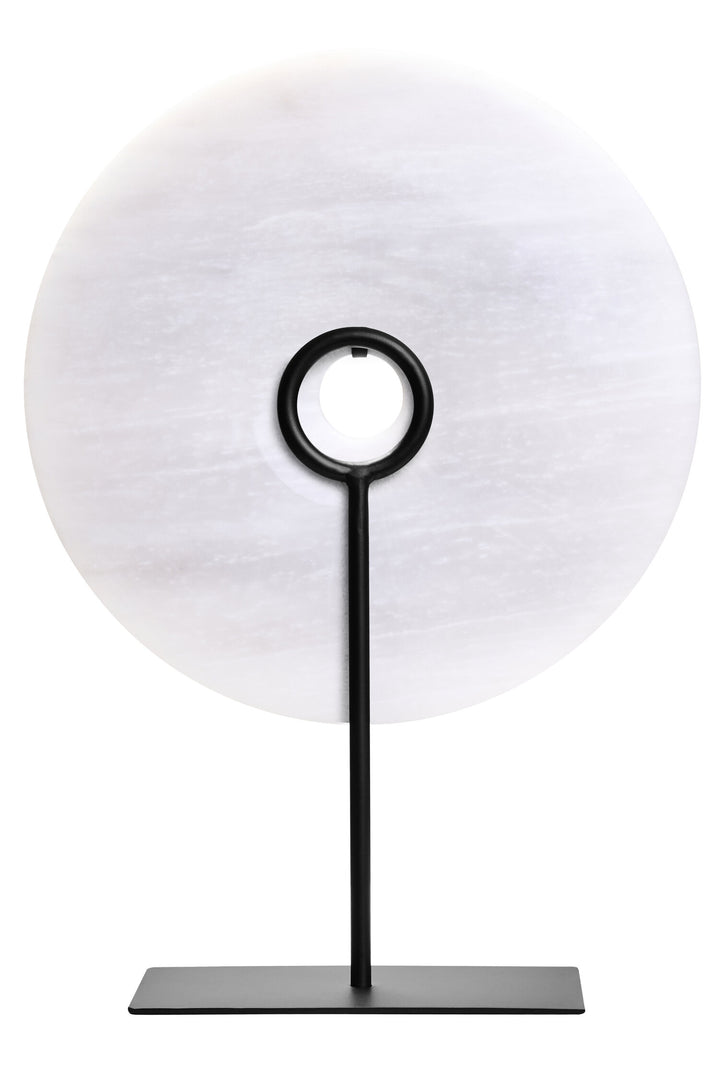 Disc Sculpture 25cm Round Dia Grey Calvion Medium Marble