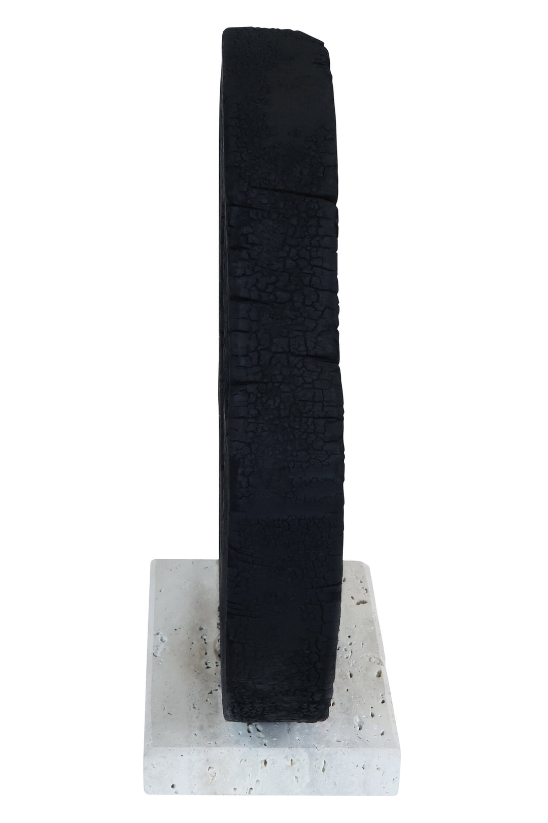 Sculpture Black with Mango Wood Travertine Base Corvessa