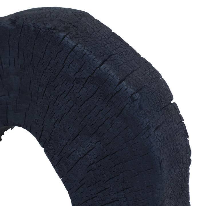 Sculpture Black with Mango Wood Travertine Base Corvessa