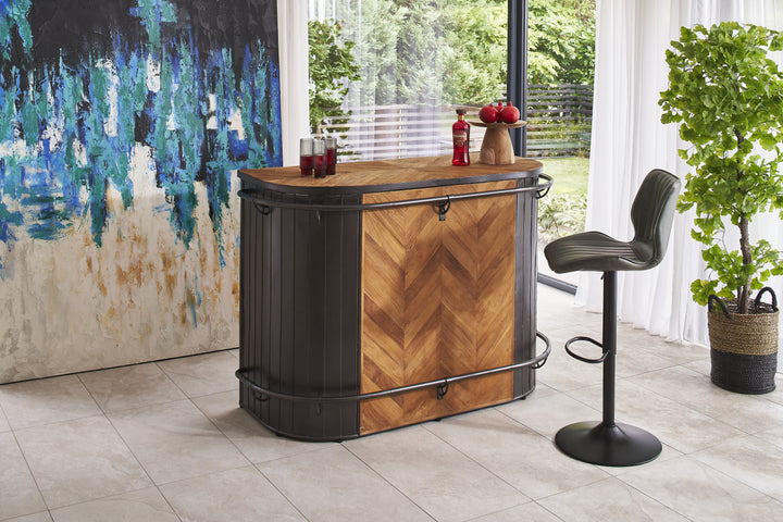 Junelle Gas Lift Bar Stool Vegan Leather Forest Green SET OF 2