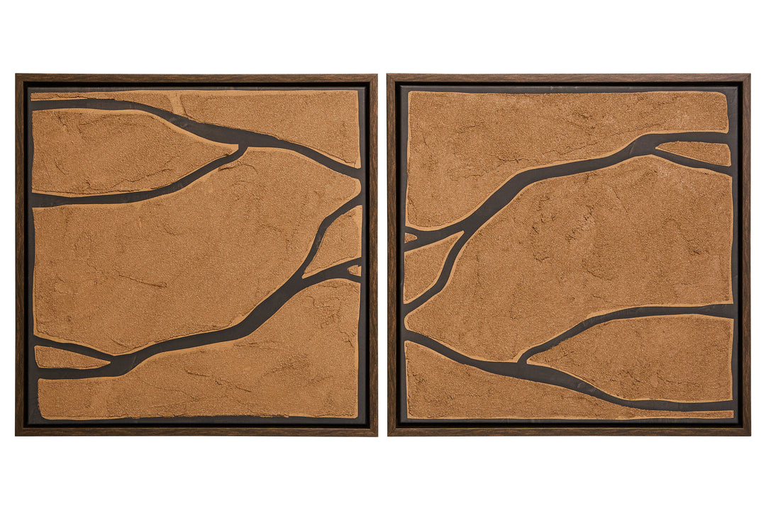 Art Of Textured Brown Sundown 2 Set and Wall Black