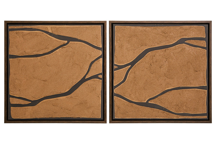 Art Of Textured Brown Sundown 2 Set and Wall Black
