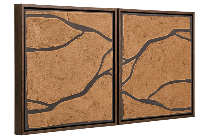 Art Of Textured Brown Sundown 2 Set and Wall Black
