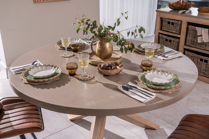 Ferrowe Oatmeal Round Dining Table