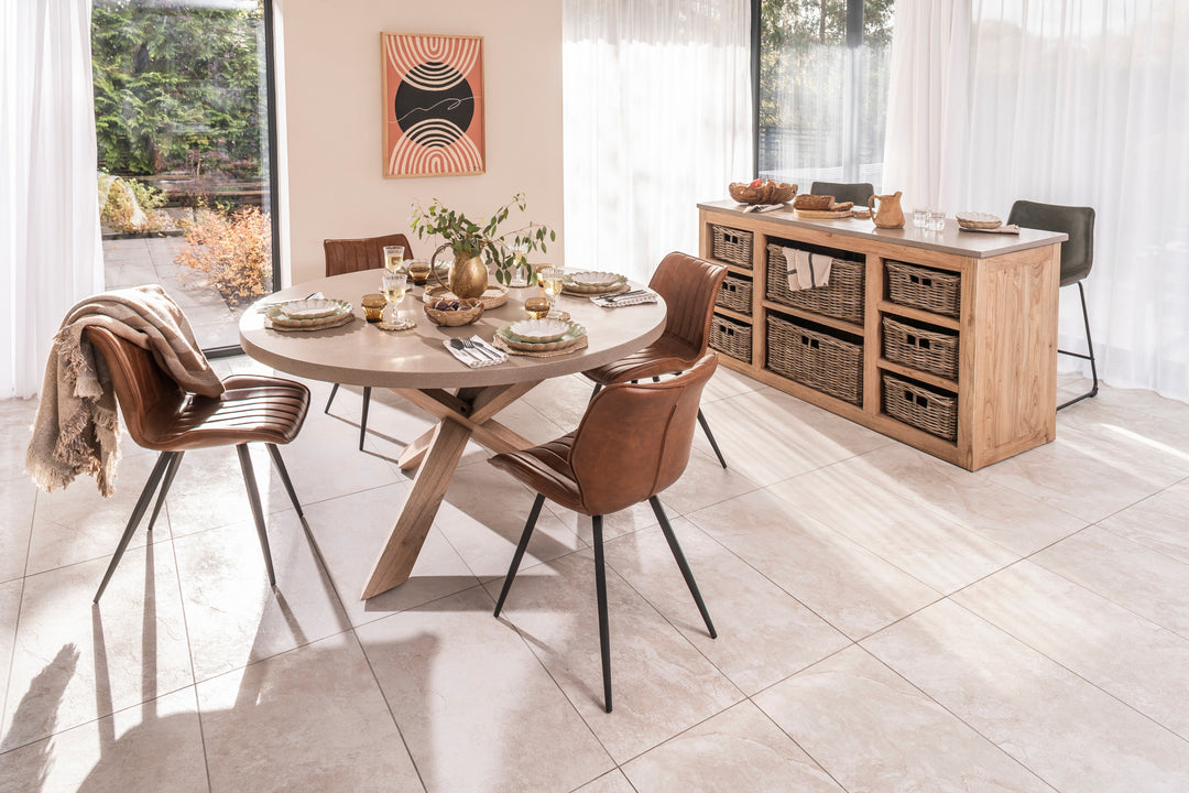 Ferrowe Oatmeal Round Dining Table