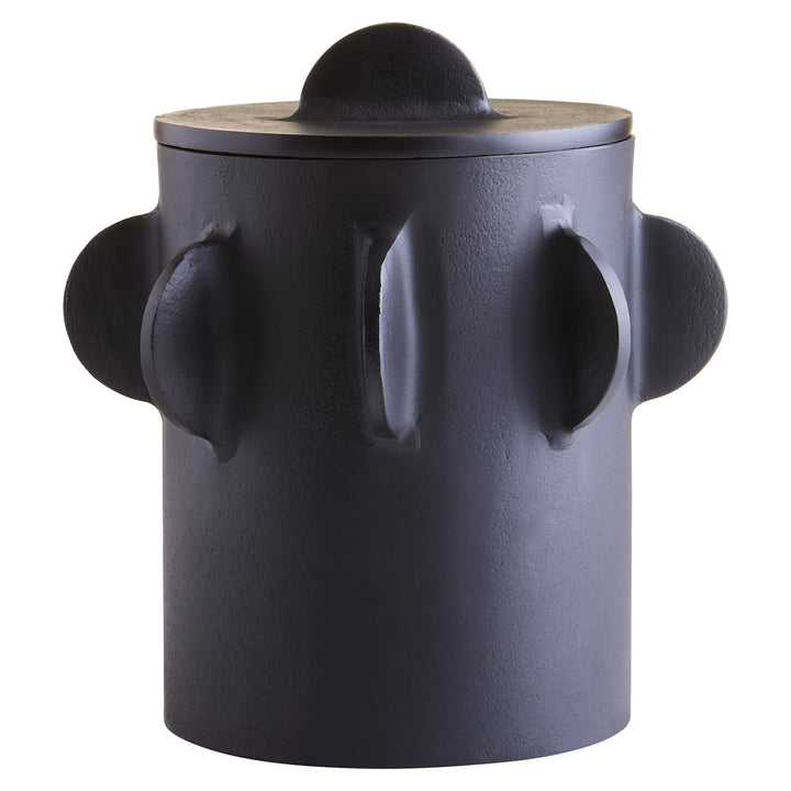 Black Large Round Box Terrace Textured