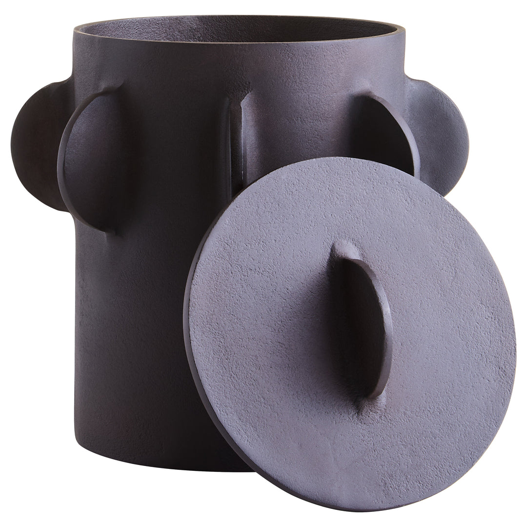 Large Terrace Round Brown Textured Box