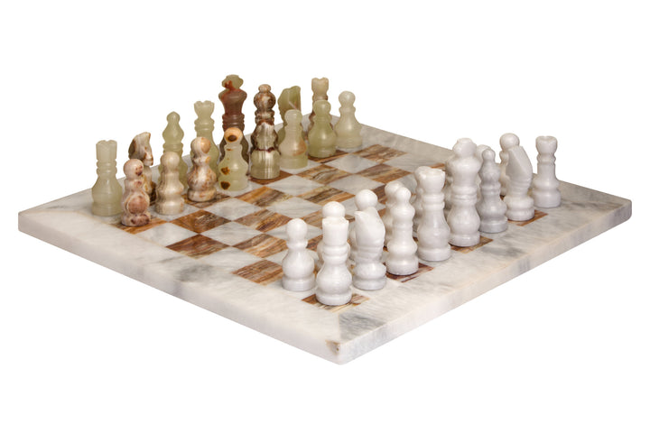 Small Tac and White Marble Set Onyx Tic Green Chess