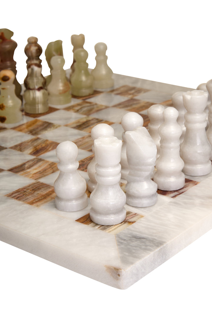 Small Tac and White Marble Set Onyx Tic Green Chess