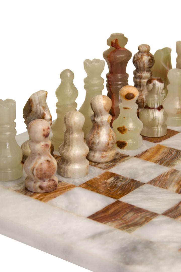 Small Tac and White Marble Set Onyx Tic Green Chess