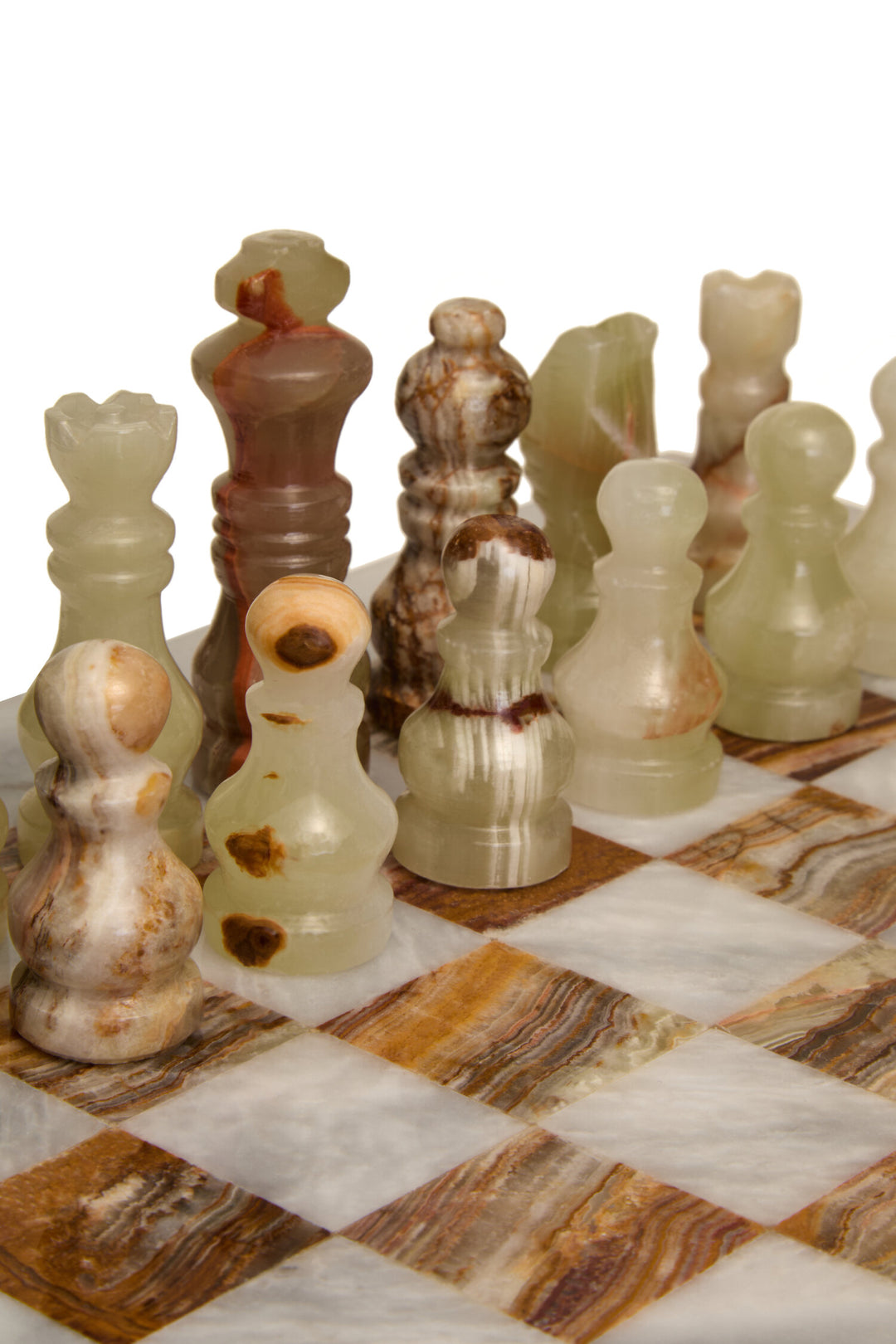 Small Tac and White Marble Set Onyx Tic Green Chess