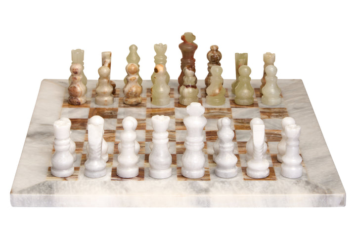 Small Tac and White Marble Set Onyx Tic Green Chess