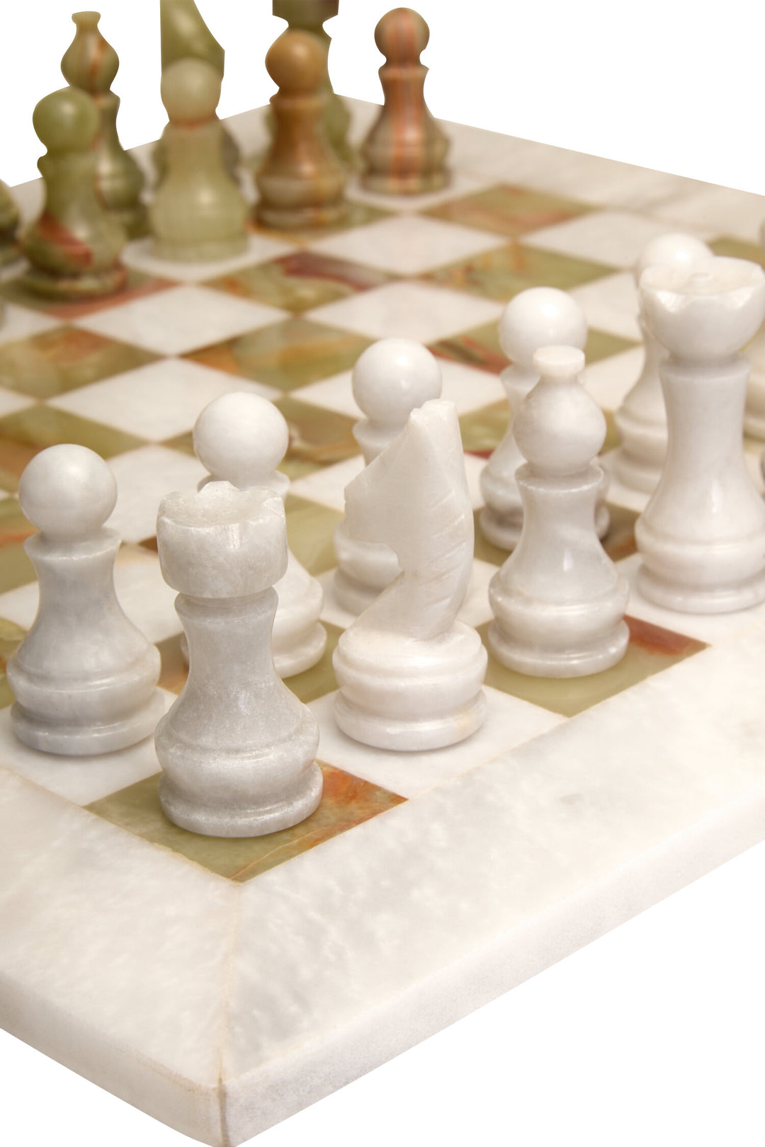 Set Green Marble Large Onyx Tac Tic Chess White and