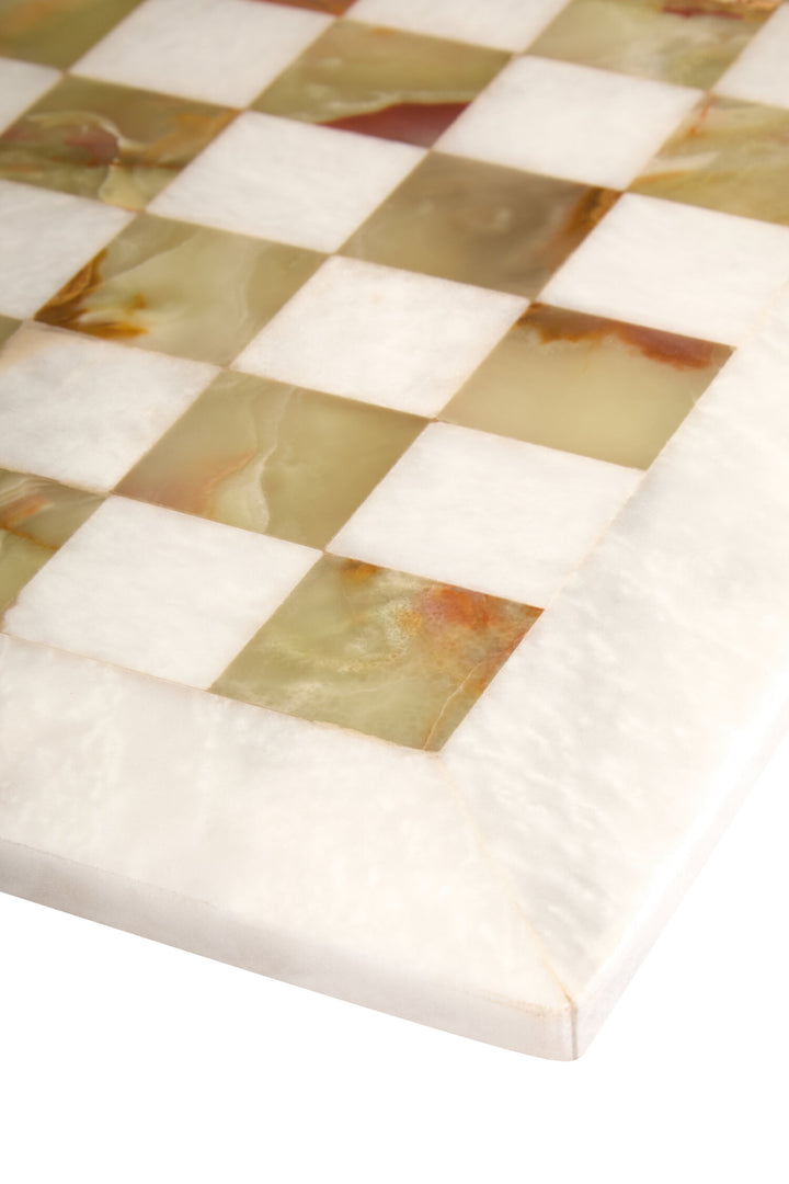Set Green Marble Large Onyx Tac Tic Chess White and