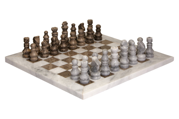 Marble Small Tac and White Set Chess Grey Tic
