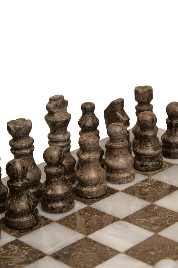Marble Small Tac and White Set Chess Grey Tic