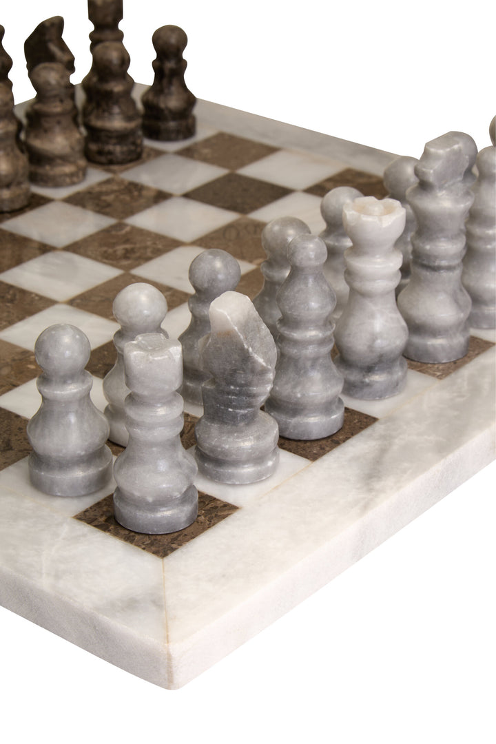 Marble Small Tac and White Set Chess Grey Tic