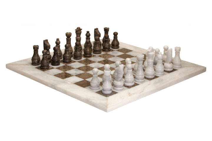 and Set Marble Large Tac White Grey Chess Tic