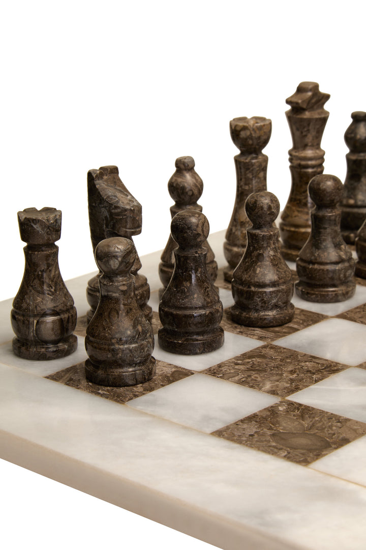 and Set Marble Large Tac White Grey Chess Tic