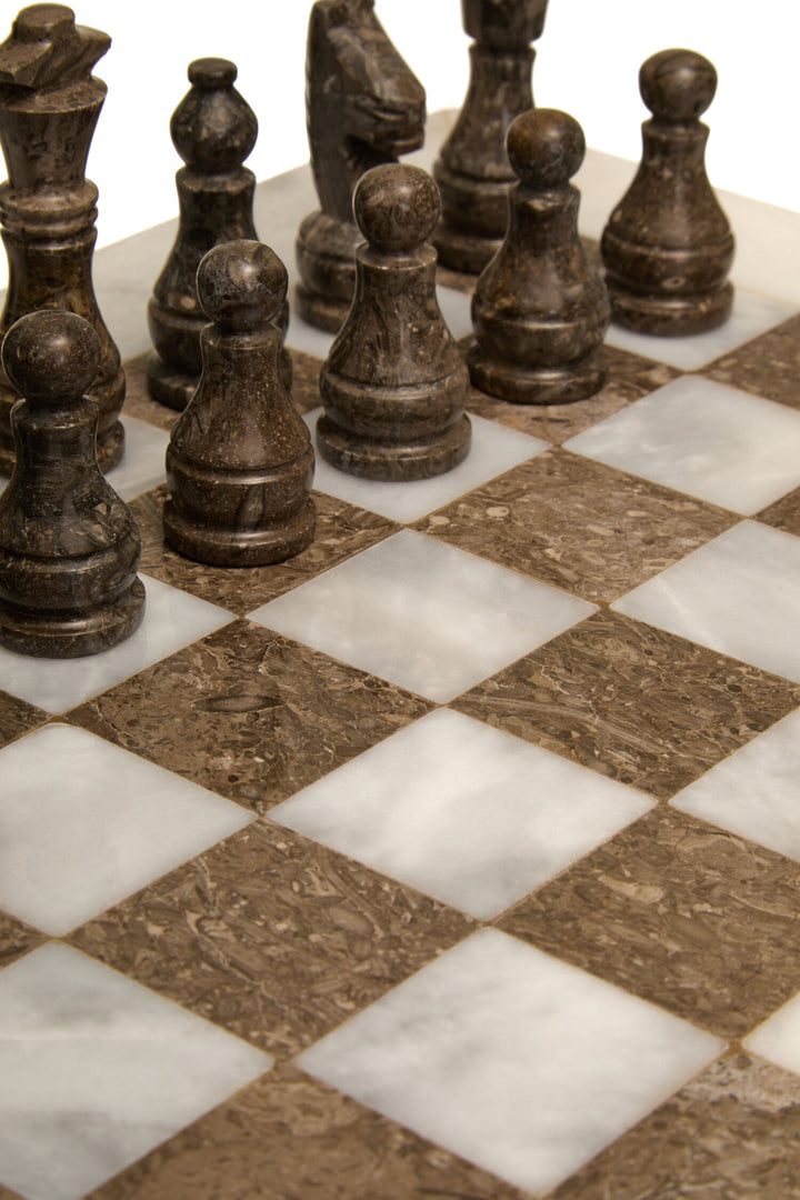 and Set Marble Large Tac White Grey Chess Tic