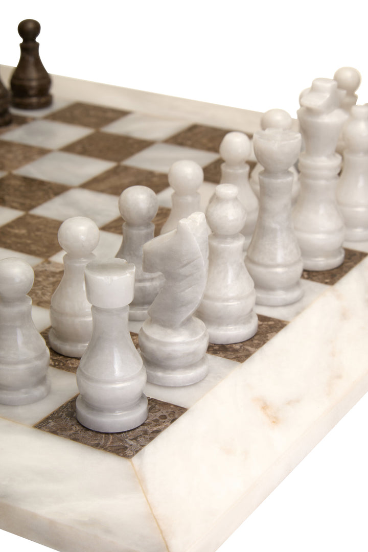 and Set Marble Large Tac White Grey Chess Tic