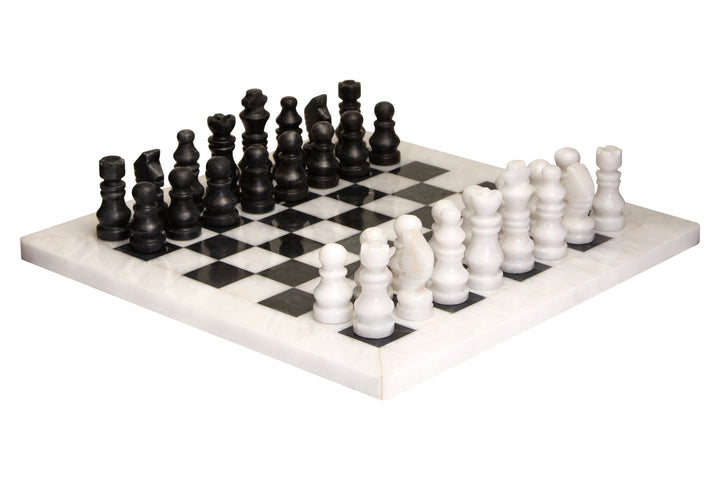 Black and Small Tac Tic White Chess Set Marble