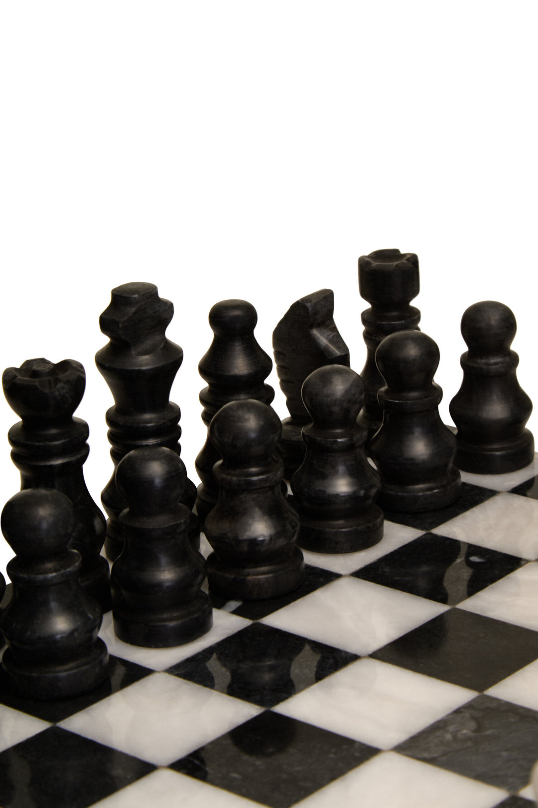 Black and Small Tac Tic White Chess Set Marble